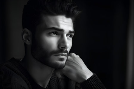 Portrait of a handsome young man. Men's beauty, fashion.の素材