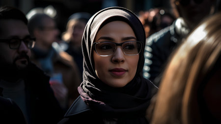 People gather outside Gucci fashion show building for Milan Women's Fashion Week  in Milan.の素材