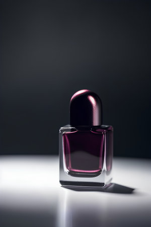 Bottle of nail polish on dark background. Beauty and fashion concept.の素材