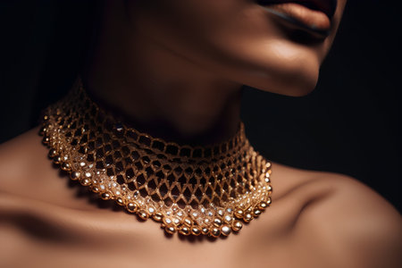 Closeup portrait of a beautiful african-american woman with jewelryの素材