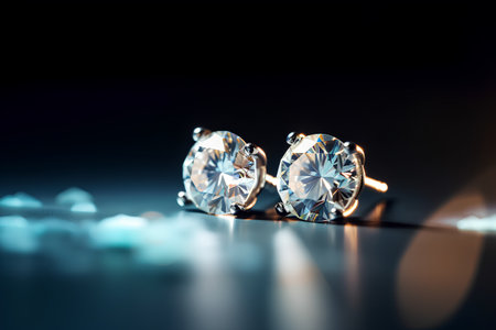 Jewelry diamond ring on a black background. Jewelry backgroundの素材