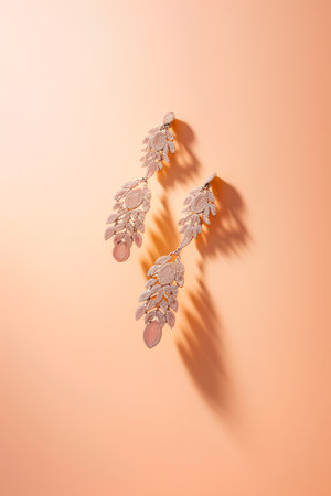 Frosted leaves on orange background. Flat lay, top viewの素材