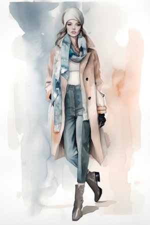 Fashion shot of a beautiful woman in winter clothes. Winter style.の素材