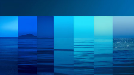 Abstract background of sea and sky. Collage of four photos.の素材