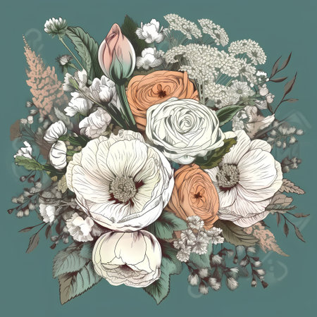 Vintage floral background with hand drawn flowers. Vector illustration for your designの素材