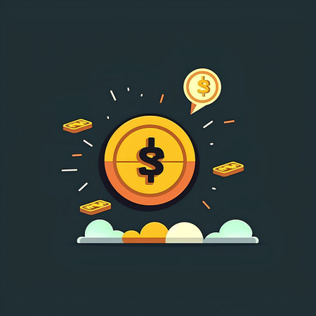 Illustration of coin with dollar sign. Flat design vector illustration.の素材