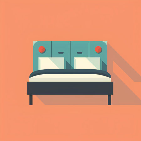Double bed icon. Flat design style eps 10 vector illustration.の素材