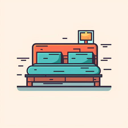 Vector illustration of a bed in a flat style. Furniture for sleep.の素材
