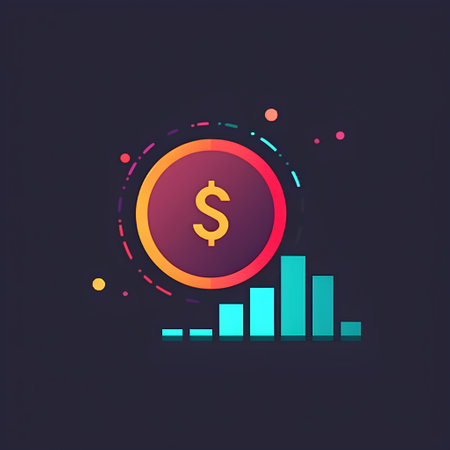 Dollar sign icon, flat design, colorful vector sign, linear symbol.の素材