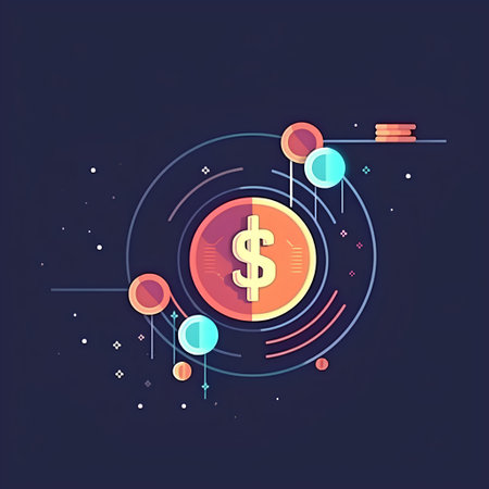 Dollar coin on the dark blue background. Flat style vector illustration.の素材