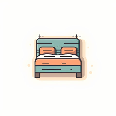 Double bed icon in flat style. Vector illustration. Bed room.の素材