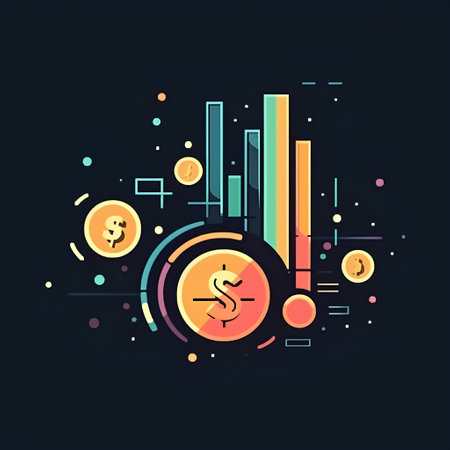 Vector illustration, flat line design, business and finance concept, coin and chartの素材