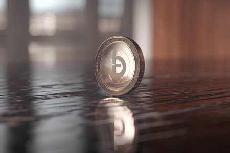 Digital currency physical metal bitcoin coin. Cryptocurrency concept. 3D Renderingの素材