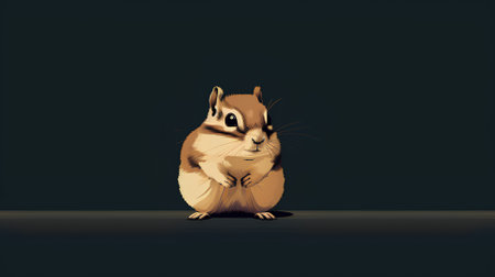 Funny chipmunk isolated on dark background. Vector illustration.の素材