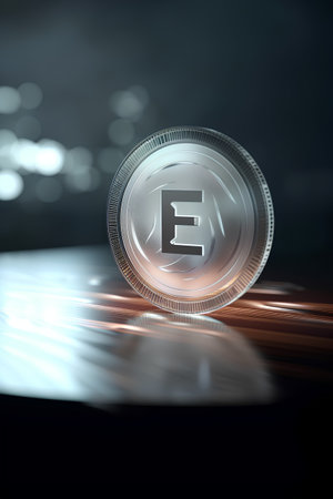 Ethereum coin on a dark background. Cryptocurrency concept.の素材