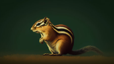 Chipmunk on a green background. 3d render illustration.の素材