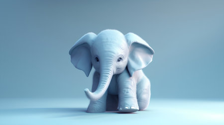 3d rendering of an elephant on a blue background with copy spaceの素材