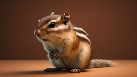 Chipmunk on a brown background. 3d render illustration.の素材
