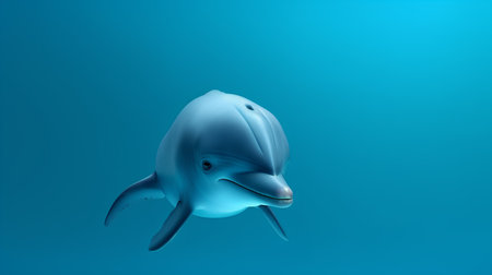 dolphin on a blue background. 3d rendering, 3d illustration.の素材