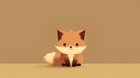 Cute cartoon fox sitting on the floor. Vector illustration. Eps 10の素材