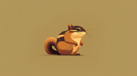 Cute chipmunk isolated on a brown background. Vector illustration.の素材