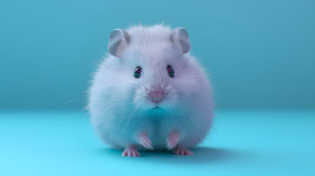 Hamster on a blue background. 3d rendering, 3d illustration.の素材