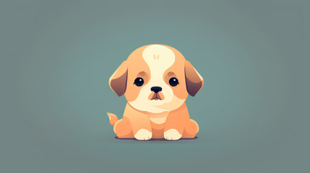 Cute cartoon dog vector illustration. Cute puppy in flat style.の素材