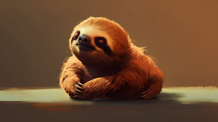 cute sloth in the studio on a dark background. 3d illustrationの素材