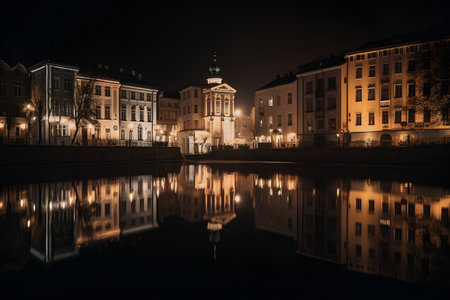 Old town of Krakow at night. Poland, Europe.の素材