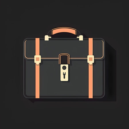 Illustration of briefcase on a black background. Eps 10 vector file.の素材