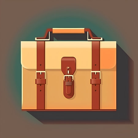 Vector illustration of a briefcase on a brown background. Eps 10の素材