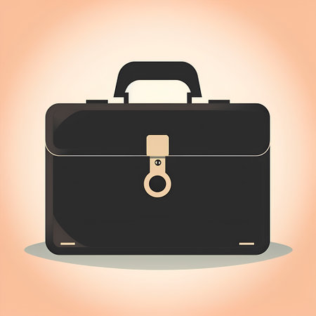 Black briefcase on a light background. Vector illustration. Eps 10の素材