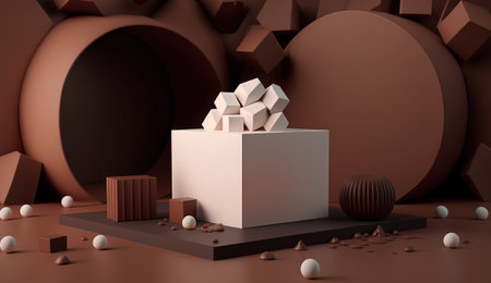 3d render of abstract background with geometrical forms. Minimal scene for product display.の素材