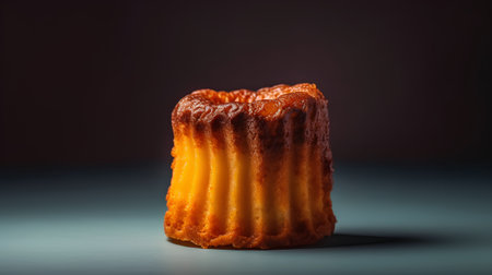 Creamy vanilla cake on a dark background. Selective focus.の素材