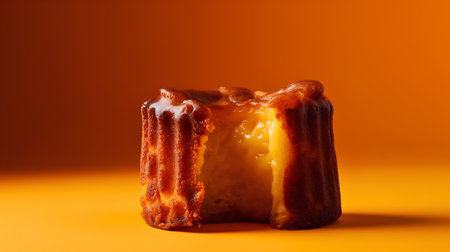 Eclairs on orange background, close-up, shallow depth of fieldの素材