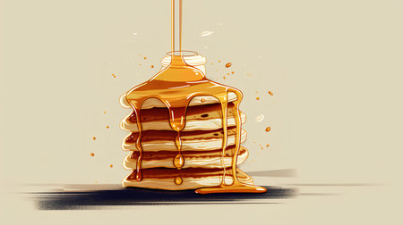 Honey drip dripping from a honey dipper. Vector illustration.の素材