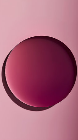 Abstract pink background with round glass plate. 3d render illustration.の素材