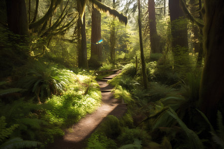 Trail in Redwood National Park, California, United States.の素材