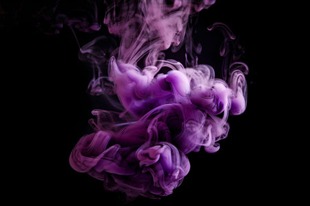 Purple smoke on black background. Fantasy fractal texture. Digital art. 3D rendering.の素材