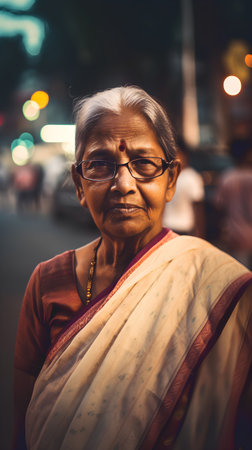Indian woman in the streets of Kolkata, West Bengal, Indiaの素材