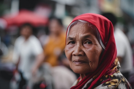 Unidentified old woman in Bangkok, Thailand.の素材