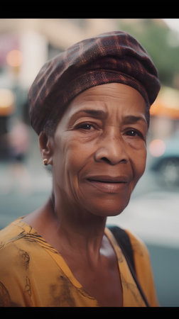 Portrait of an old African woman in a headscarf smilingの素材