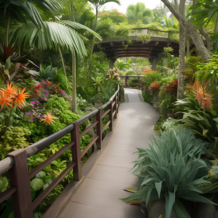 Walkway in the beautiful botanical garden of Singapore, Asia.の素材