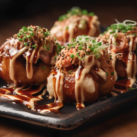Takoyaki - japanese dumplings with soy sauceの素材
