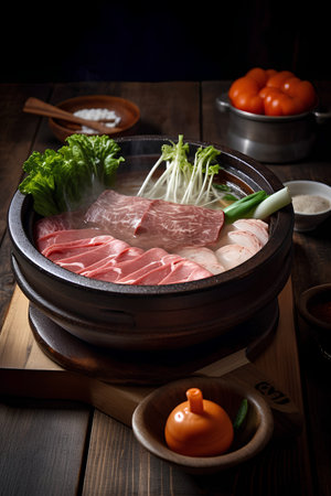 Shabu shabu, japanese hot pot with beefの素材