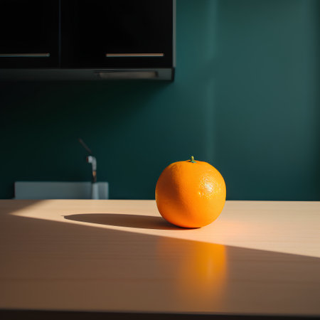 Orange on the table in the kitchen. Concept of healthy eating.の素材