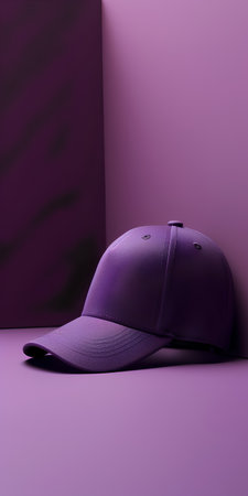Baseball cap on a purple background. 3d render illustration.の素材