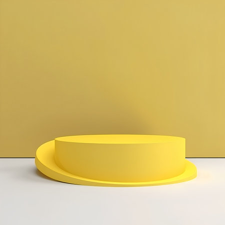3d render of yellow podium for product presentation in minimal style.の素材
