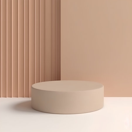3d rendering of beige podium for product presentation in minimal styleの素材