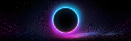 abstract background with glowing circle in space, computer-generated imageの素材